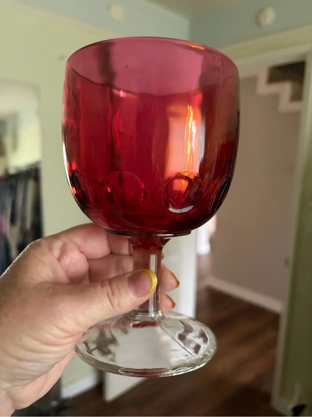 Ruby Red Hobnail Glass Vase - Decorative Home Accent